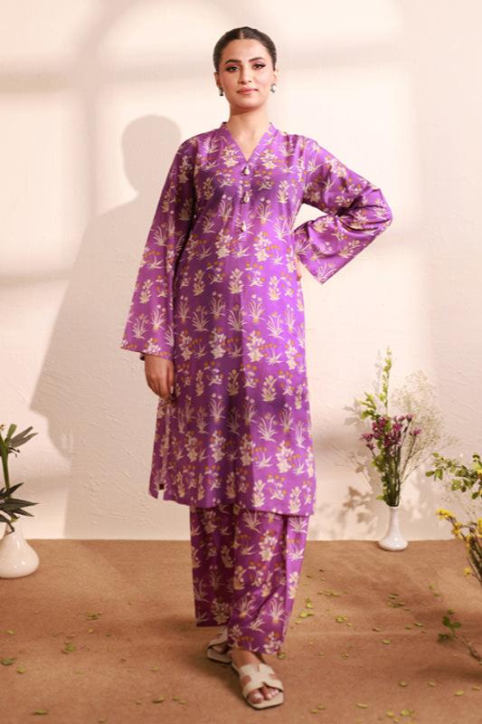 Violet Lawn Printed Suit - 2PC Unstitched | Naqsh