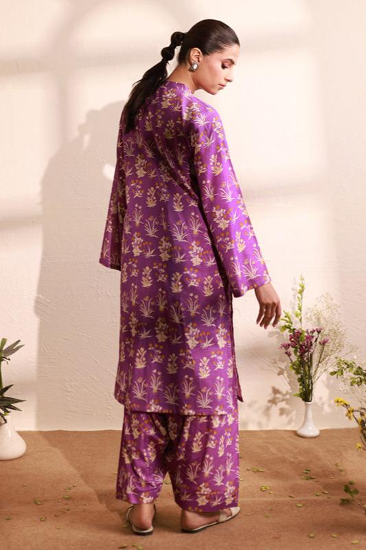 Violet Lawn Printed Suit - 2PC Unstitched | Naqsh