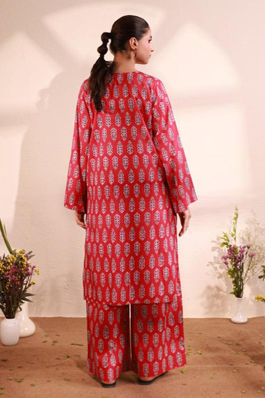 Red Lawn Printed Suit - 2PC Unstitched | Naqsh