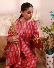 Red Lawn Printed Suit - 2PC | Naqsh