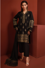 Black Lawn Printed Shirt and Dupatta - 2PC | Qurbat