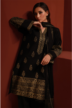 Black Lawn Printed Shirt and Dupatta - 2PC | Qurbat