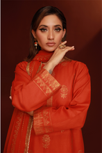 Red Lawn Printed Shirt and Dupatta - 2PC | Qurbat