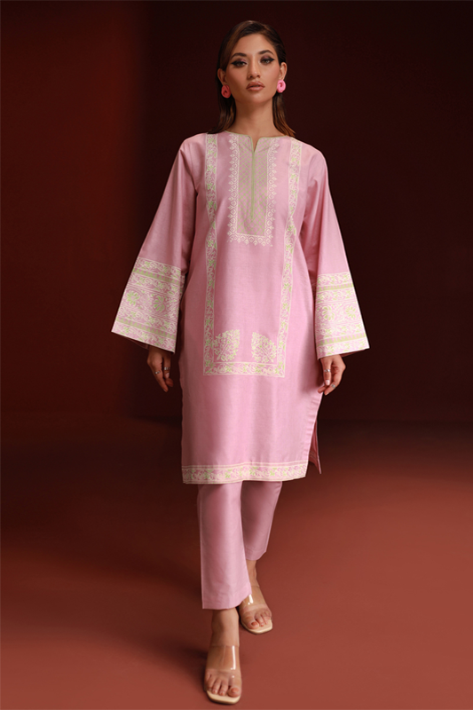 Pastel Pink Lawn Printed Kurti - 1PC | Abr