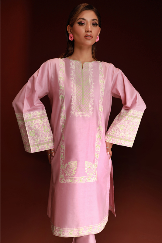 Pastel Pink Lawn Printed Kurti - 1PC