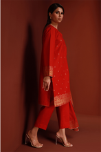 Red Lawn Printed Shirt and Dupatta - 2PC | Qurbat