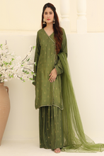 Parrot Green Cotton Silk Printed Suit - 3PC | Alara