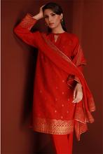 Red Lawn Printed Shirt and Dupatta - 2PC | Qurbat