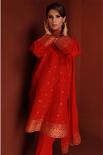 Red Lawn Printed Shirt and Dupatta - 2PC | Qurbat