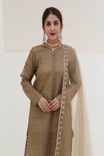 Beige Organza Embroidered Suit - 3PC | Komal