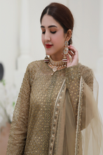 Beige Organza Embroidered Suit - 3PC | Komal