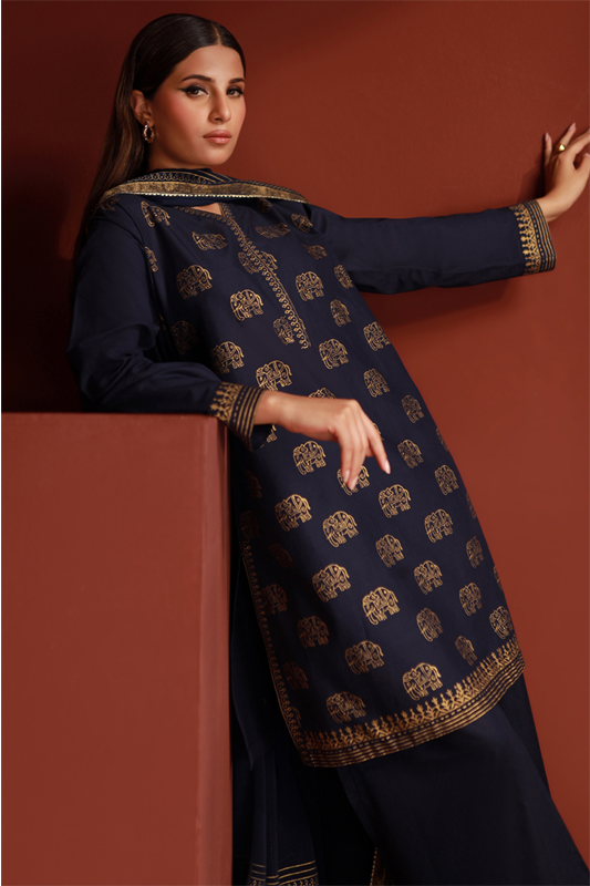 Indigo Lawn Printed Shirt and Dupatta - 2PC | Qurbat