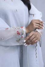 Silver Whitish Organza Embroidered Suit - 3PC | Gul-e-Zeba