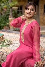 Fuscia Pink Cotton Net Embroidered Suit - 2PC | Bahar-e-Bakht