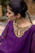 Egg Plant Cotton Net Embroidered Suit - 2PC | Bahar-e-Bakht