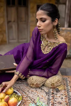 Egg Plant Cotton Net Embroidered Suit - 2PC | Bahar-e-Bakht