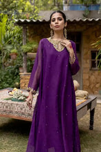 Egg Plant Cotton Net Embroidered Suit - 2PC | Bahar-e-Bakht