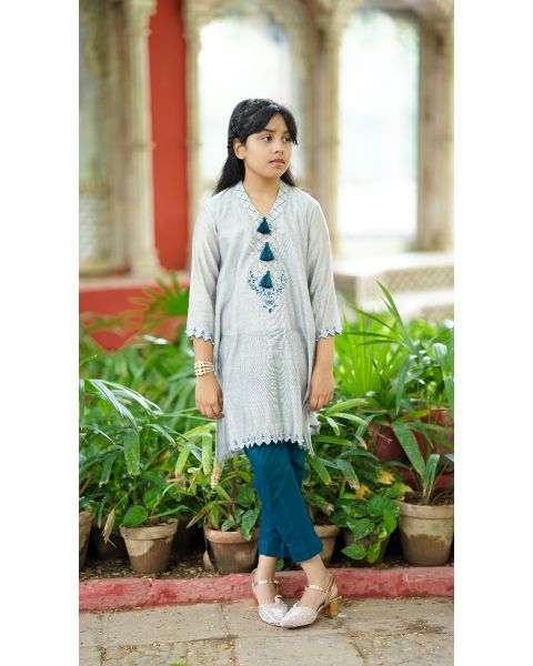 KID Embroidered Cloud Grey Cotton Net