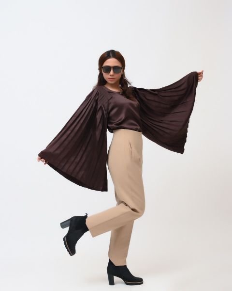 Pleated Sleeve top with shoulder